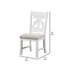 Neci 23 Inch Wood Dining Chair Set of 2 Carved Back Padded Seat White By Casagear Home BM299007