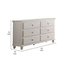 Umi 58 Inch Wide 6 Drawer Dresser Molded Details Bun Legs Classic White By Casagear Home BM299013