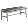 Joy 54 Inch Luxury Dining Bench, Silver, Padded Metallic Gray Faux Leather By Casagear Home