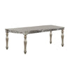 Kipp 72 Inch Rectangular Dining Table, Floral Carved Turned Legs, Champagne By Casagear Home