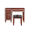 Sosi 47 Inch Vanity Desk Set with Stool 3 Mirror Inlaid Drawers Brown By Casagear Home BM299029