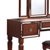 Thuy 60 Inch Vanity Desk Set Upholstered Stool Trifold Mirror Brown By Casagear Home BM299056