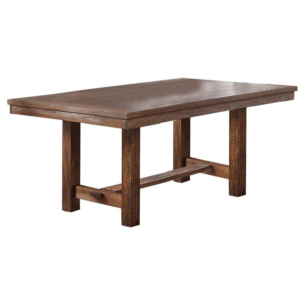 68 Inch Rectangular Dining Table, Classic Trestle Base, Brown Grain Wood By Casagear Home