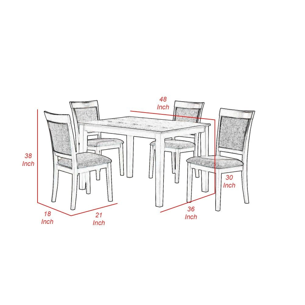 5 Piece Dining Set Rectangular Table 4 Chairs Padded Seats Taupe Gray By Casagear Home BM299076