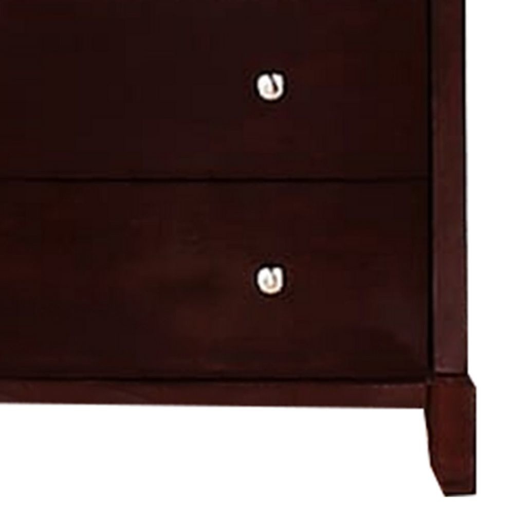 54 Inch Tall 5 Drawer Dresser Chest Tapered Legs Rich Classic Brown Wood By Casagear Home BM299084