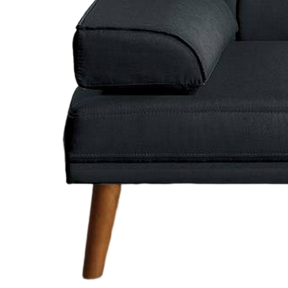 Gina 71 Inch Adjustable Futon Sofa Bed Square Tufted Tapered Legs Black By Casagear Home BM299088