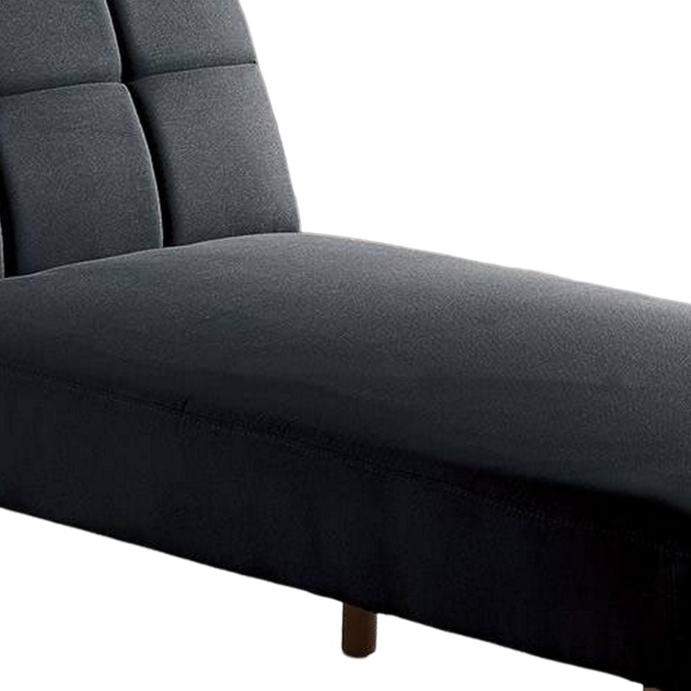 Gina 62 Inch Modern Adjustable Chaise Square Tufting Tapered Legs Black By Casagear Home BM299089