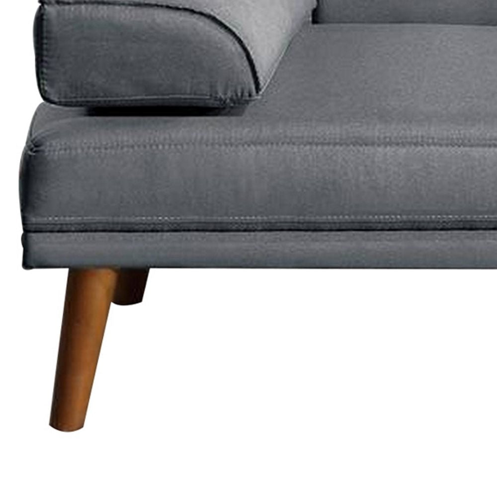 Gina 71 Inch Adjustable Futon Sofa Bed Square Tufted Tapered Legs Gray By Casagear Home BM299090