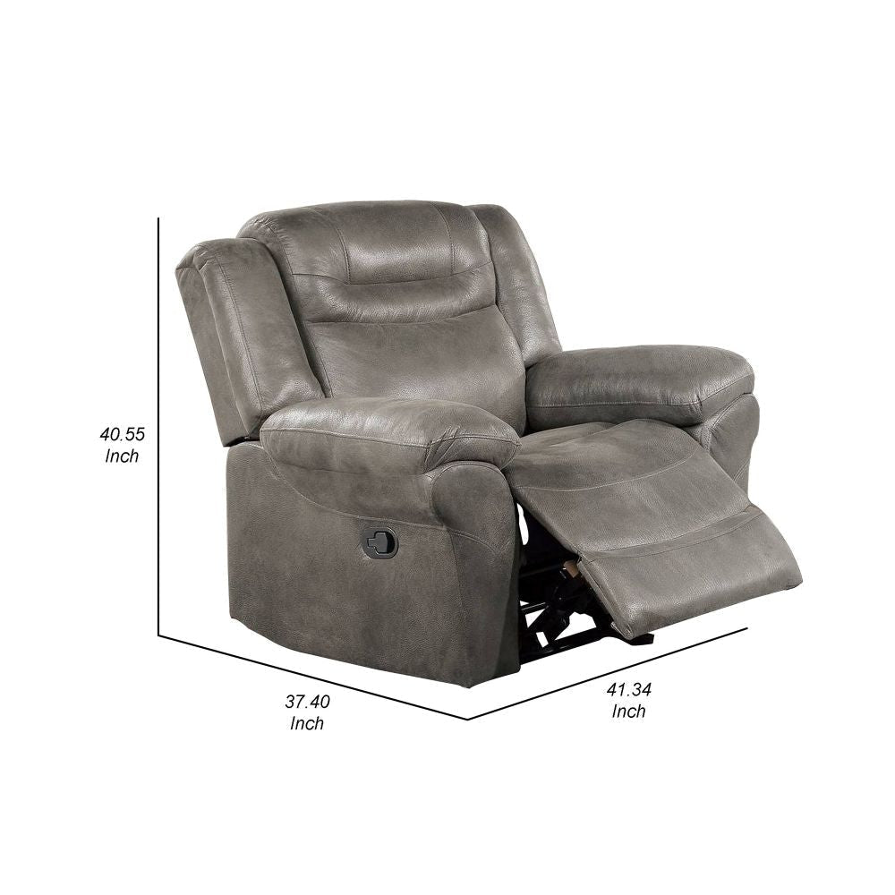 Betty 41 Inch Power Recliner Chair Pull Tab Mechanism Smooth Gray Leather By Casagear Home BM299103