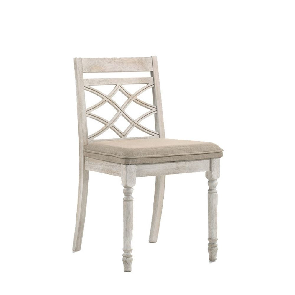 19 Inch Dining Chairs Cross Back Design with Padded Seats Set of 2 White By Casagear Home BM299128