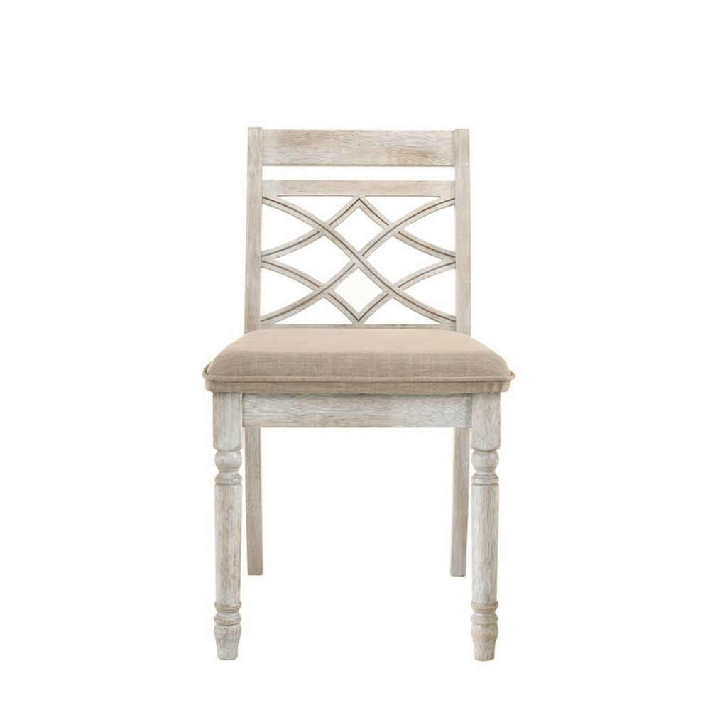 19 Inch Dining Chairs Cross Back Design with Padded Seats Set of 2 White By Casagear Home BM299128