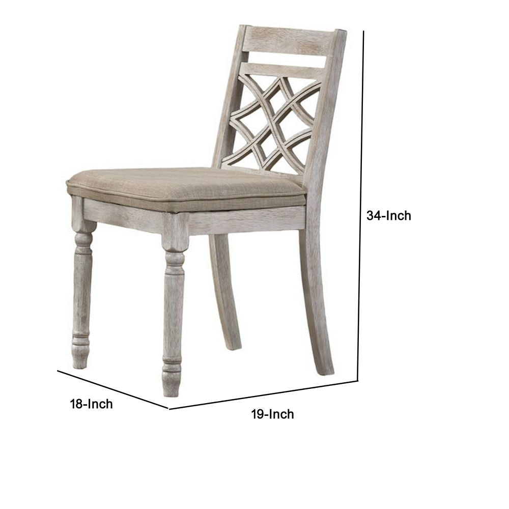 19 Inch Dining Chairs Cross Back Design with Padded Seats Set of 2 White By Casagear Home BM299128