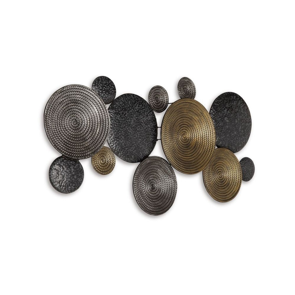 44 Inch Wall Decor Multiple Circles Hammered Spiral Texture Bronze Black By Casagear Home BM299143