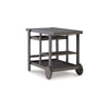 Clio 39 Inch Outdoor Serving Cart Slatted Shelves Removable Tray Gray By Casagear Home BM299184