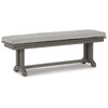 Vrai 54 Inch Outdoor Bench, Gray Wood Frame, Trestle Base, Cushioned Seat By Casagear Home