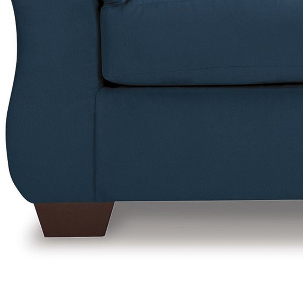 89 Inch Modern Cushioned Sofa Blue Polyester Pillow Top Flared Armrests By Casagear Home BM299211