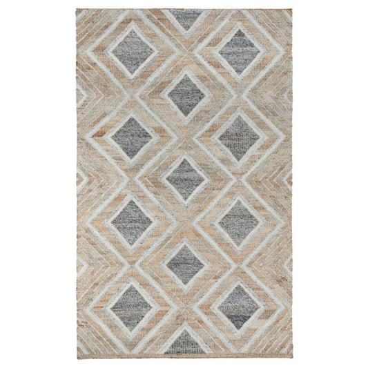 Freya 8 x 10 Area Rug, Artistic Diamond Pattern, Handwoven Natural Jute  By Casagear Home