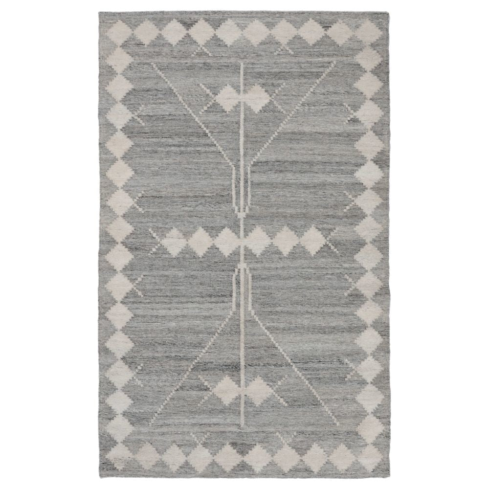 Rylie 5 x 8 Indoor Outdoor Area Rug, Handwoven Polyester, Gray Geometric By Casagear Home