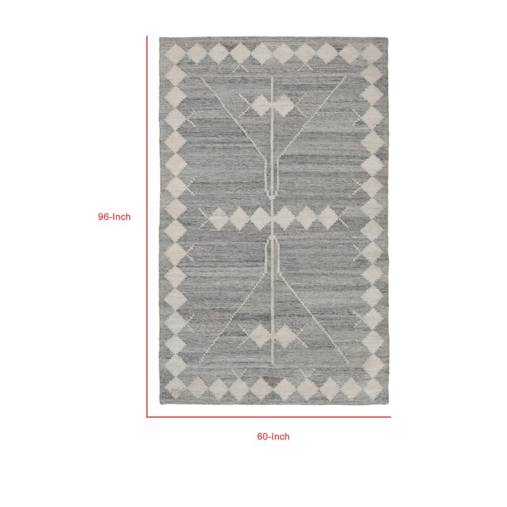 Rylie 5 x 8 Indoor Outdoor Area Rug Handwoven Polyester Gray Geometric By Casagear Home BM299269