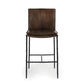 Iva 27 Inch Counter Stool Chair Rolled Back Iron Dark Brown Leather By Casagear Home BM299280