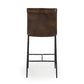 Iva 27 Inch Counter Stool Chair Rolled Back Iron Dark Brown Leather By Casagear Home BM299280