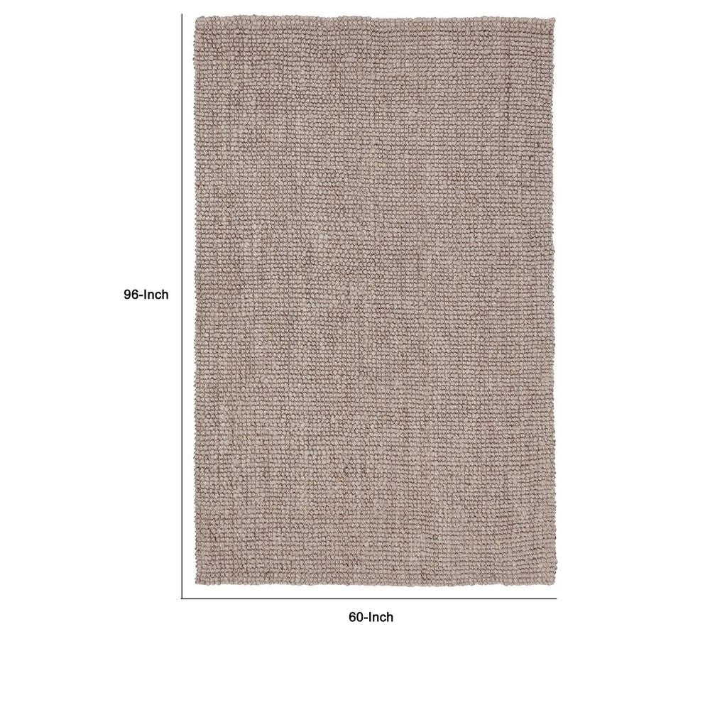 Lestino 5 x 8 Handspun Area Rug Beige Jute Boucle Woven Solid Pattern By Casagear Home BM299309