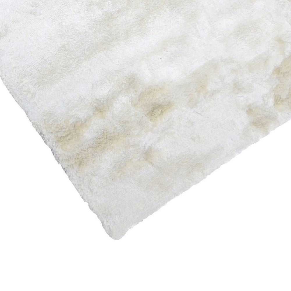 Vittorio 8 x 10 Handwoven Shag Area Rug Polyester Cotton Solid Ivory By Casagear Home BM299334