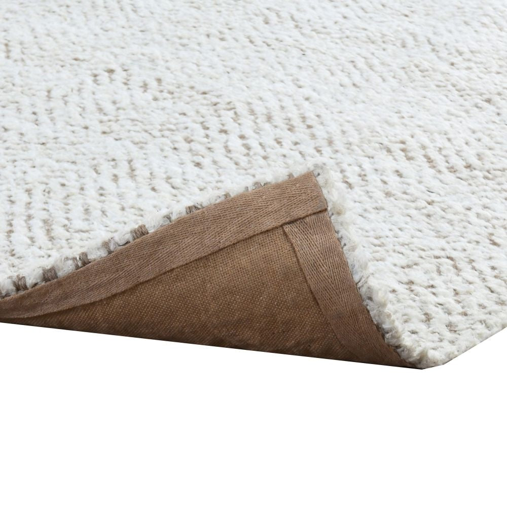 Lenn 2 x 3 Handspun Area Rug Herringbone Woven Pattern Ivory Brown Jute By Casagear Home BM299342