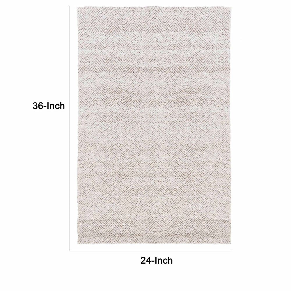 Lenn 2 x 3 Handspun Area Rug Herringbone Woven Pattern Ivory Brown Jute By Casagear Home BM299342