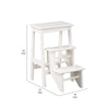 24 3 Level Step Stool Plank Tops Safety Latch White Wood By Casagear Home BM299370