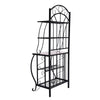 65 5 Tier Bakers Rack Wood Shelf Carved Black Metal By Casagear Home BM299383