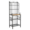 68" Bakers Rack, 4 Shelves, 5 Bottle Holders, Black Metal By Casagear Home