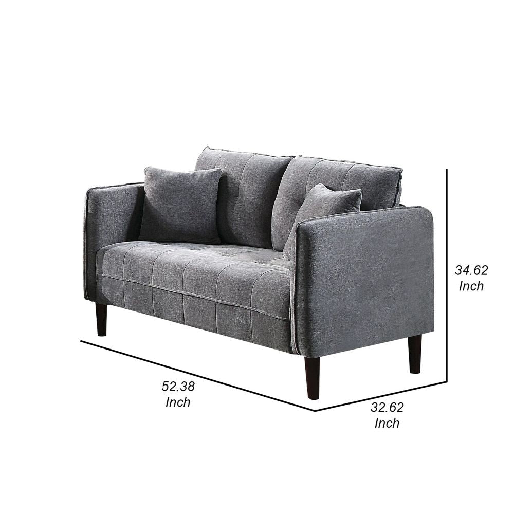 Hak 52 Loveseat Rounded Arms Biscuit Tufting Gray By Casagear Home BM299619