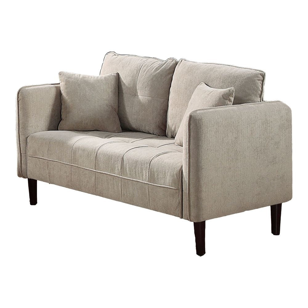 Hak 52" Loveseat, Rounded Arms, Biscuit Tufting, Taupe By Casagear Home