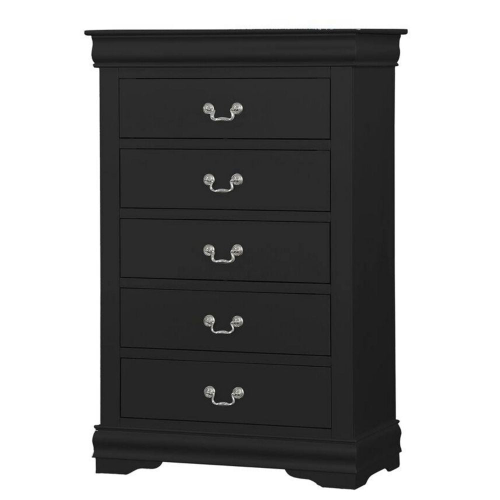 Ryla 48" Tall Dresser, 5 Drawers, Metal Handles, Black By Casagear Home