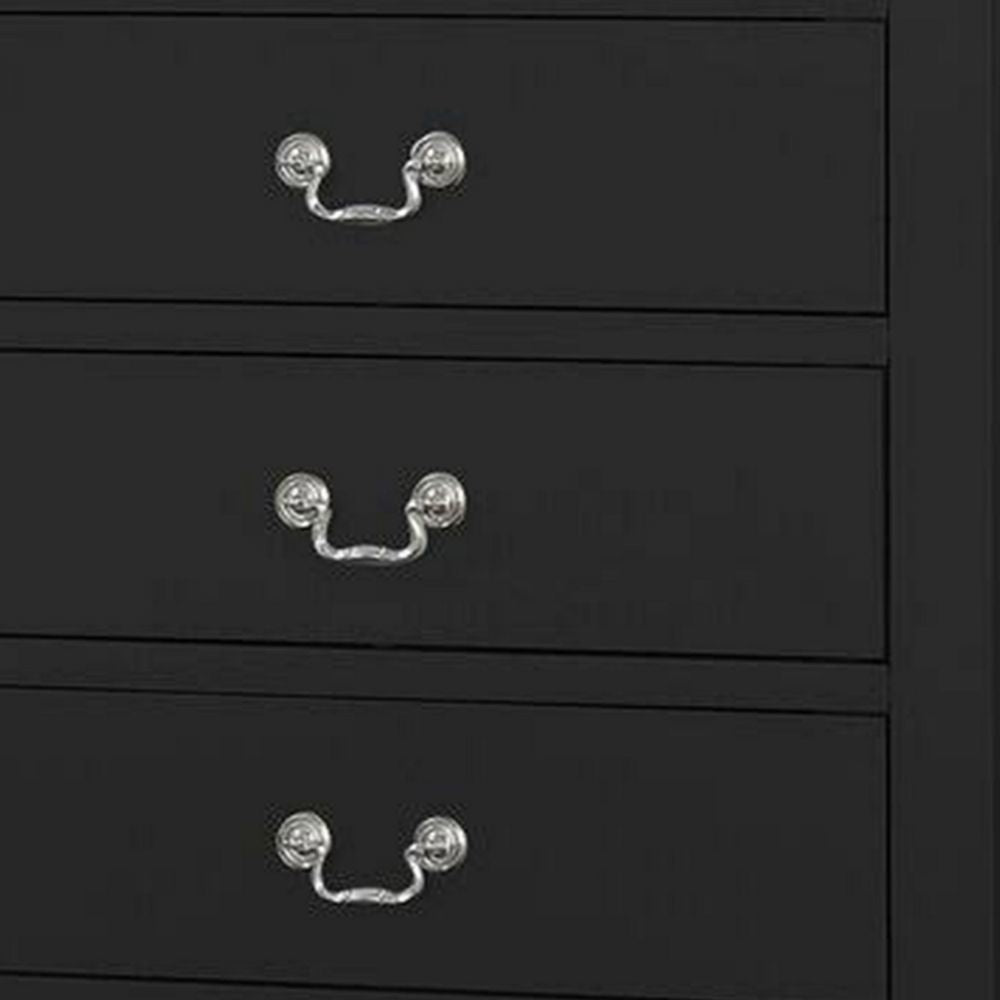 Ryla 48 Tall Dresser 5 Drawers Metal Handles Black By Casagear Home BM300568