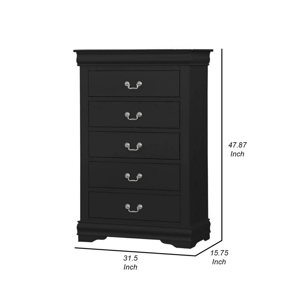 Ryla 48 Tall Dresser 5 Drawers Metal Handles Black By Casagear Home BM300568