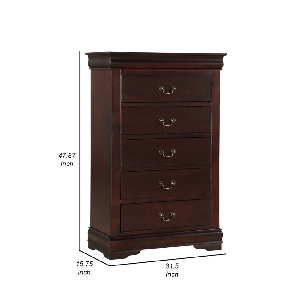 Ryla 48 Tall Dresser 5 Drawers Metal Handles Brown By Casagear Home BM300571