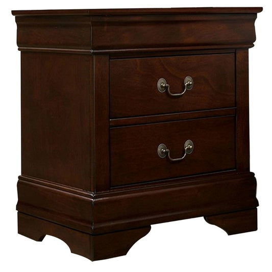 Ryla 24" Wood Nightstand, 2 Drawers, Metal Handles, Brown By Casagear Home