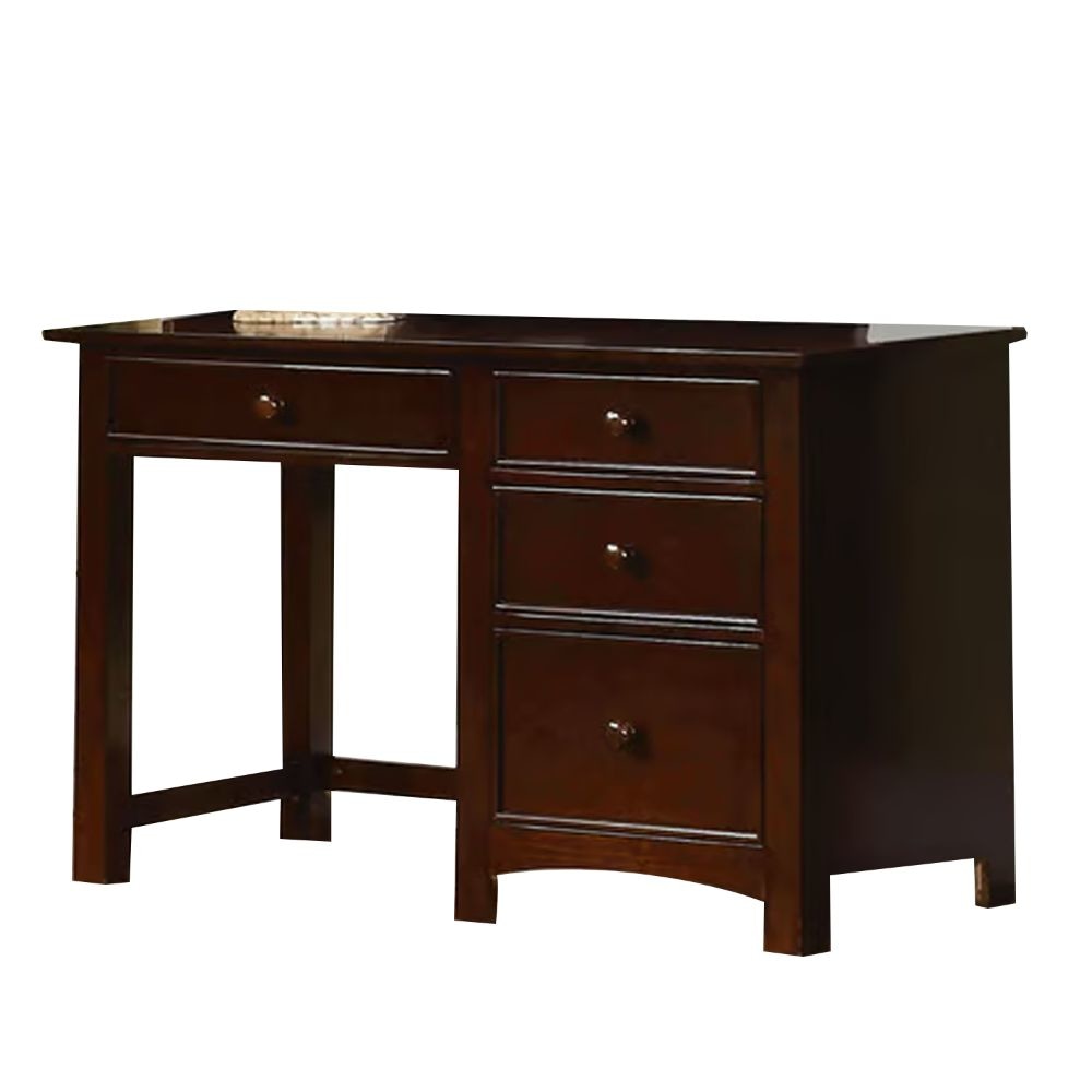 Gyla 48 Inch Modern Youth Desk, Solid Wood With Dark Espresso Brown Finish By Casagear Home