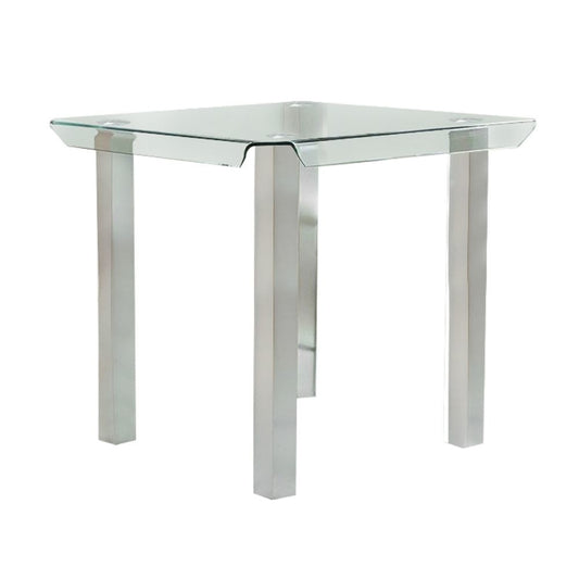 Jan 39" Counter Height Glass Table, Curved, Chrome Legs By Casagear Home