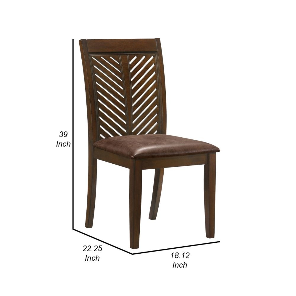 Noha 18 Dining Chair Set of 2 Chevron Backrest Brown By Casagear Home BM300635