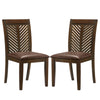 Noha 18" Dining Chair, Set of 2, Chevron Backrest, Brown By Casagear Home