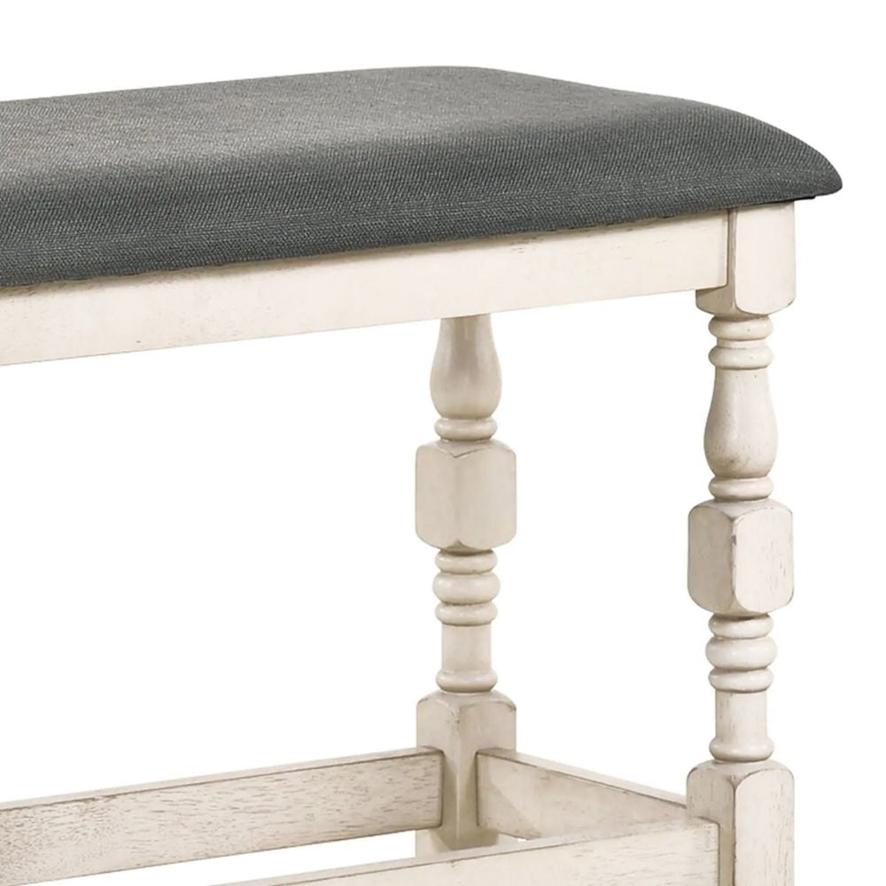 Swan 51 Counter Height Bench Gray Padded Ivory Legs By Casagear Home BM300662