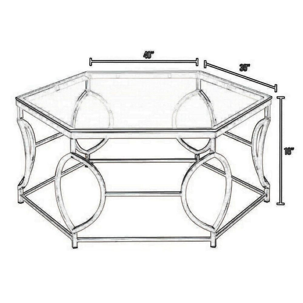 Slade 40 Coffee Table Hexagonal Geometric Base Chrome By Casagear Home BM300667