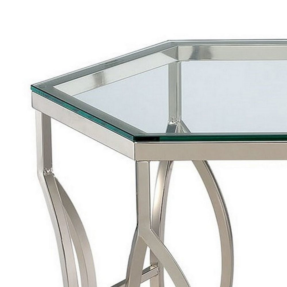 Slade 26 Side End Table Hexagonal Geometric Base Chrome By Casagear Home BM300668