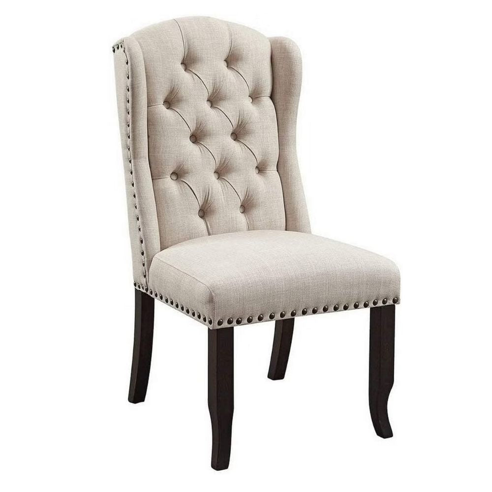 Bega 23 Side Chair Wingback Tufted Black Gray Set of 2 By Casagear Home BM300678