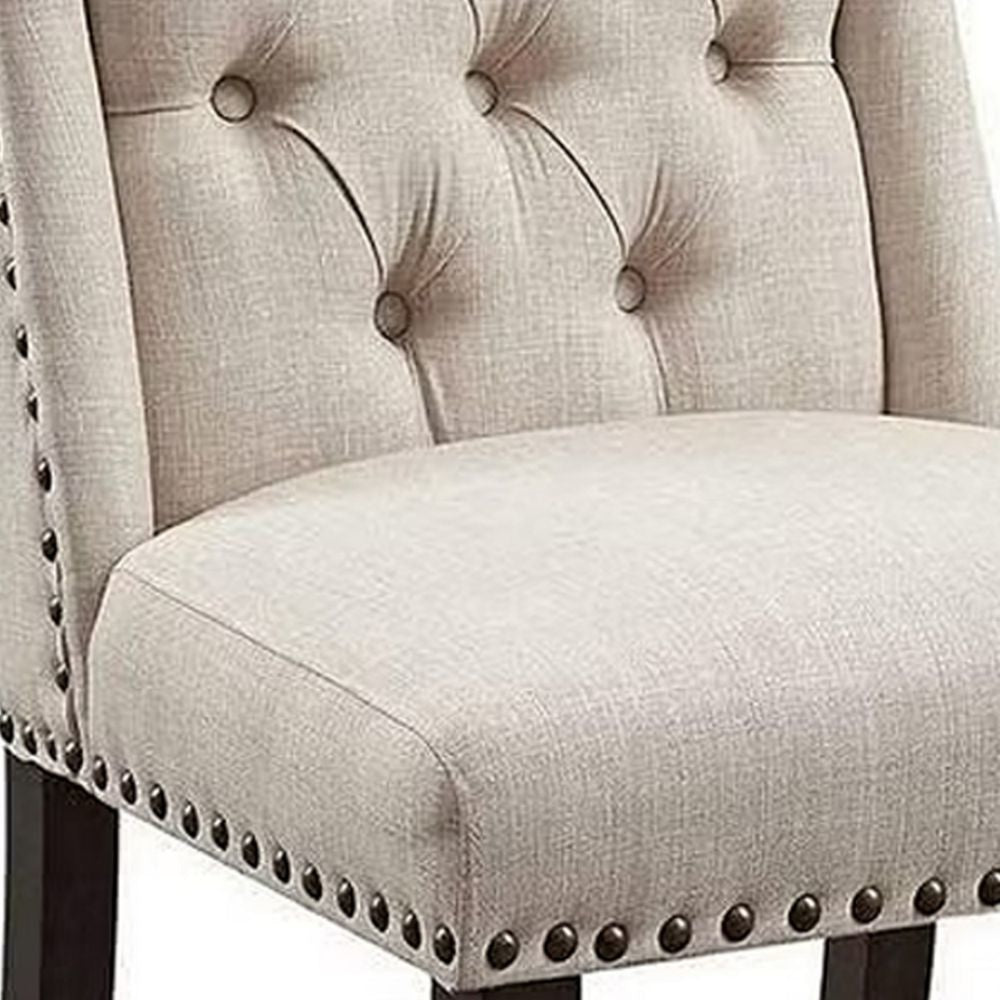 Bega 23 Side Chair Wingback Tufted Black Gray Set of 2 By Casagear Home BM300678