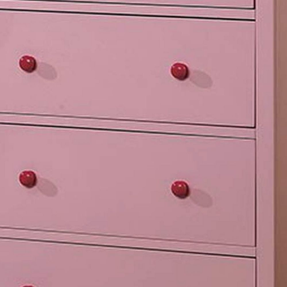 Zina 42 Tall Dresser Chest 5 Drawers Bow Accent Pink By Casagear Home BM300689