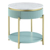 Ville 23 Round Side End Table Faux Marble Top White Teal By Casagear Home BM300713